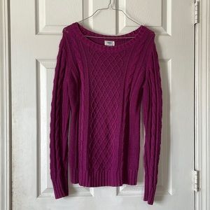 Old navy purple crewneck chunky cable knit mixed cable knit ribbed sweater tunic